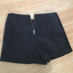 Black leather high-waisted shorts