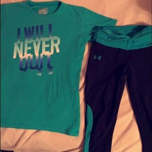 kids underarmer leggings and shirt.