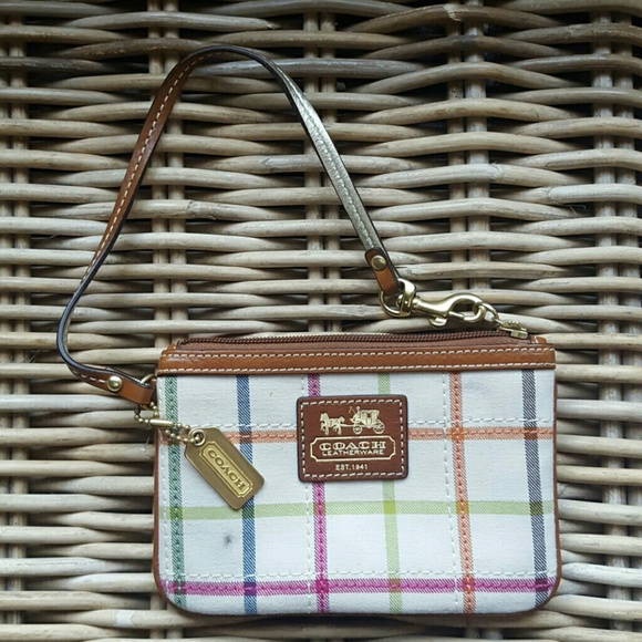 Coach Handbags - authentic plaid coach wristlet.