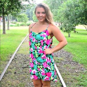 Neon Tropic Dress-Black