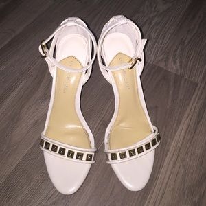 White Strappy Heel with Gold Studs