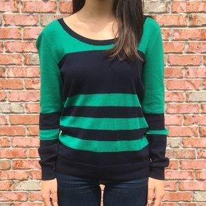 JCPenney Navy/Green Striped Sweater