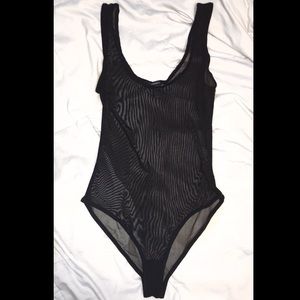Tight Black Mesh Bodysuit