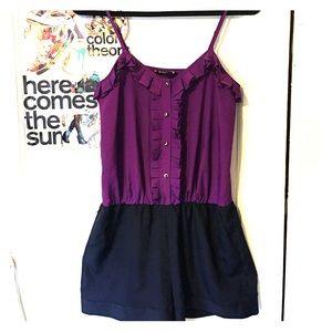 Express purple and black romper w/ silver buttons