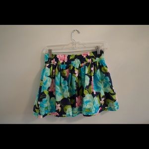 Bright blue floral skirt