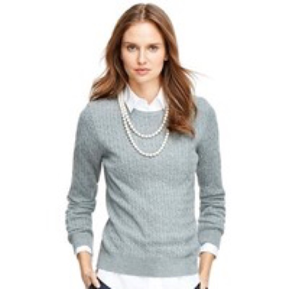 NWT Pink Brooks Brothers Cable Sweater 100% Cotton