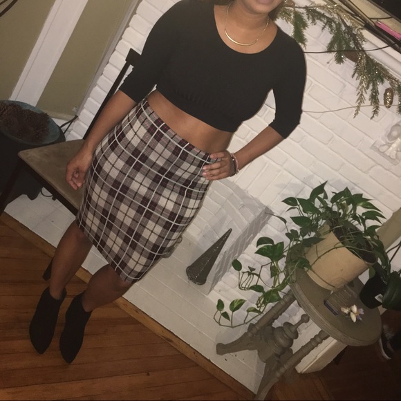Plaid Pencil Skirt