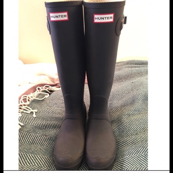 Black Matte Tall Hunter Boots Size 9