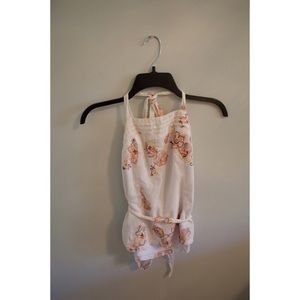 White floral halter top