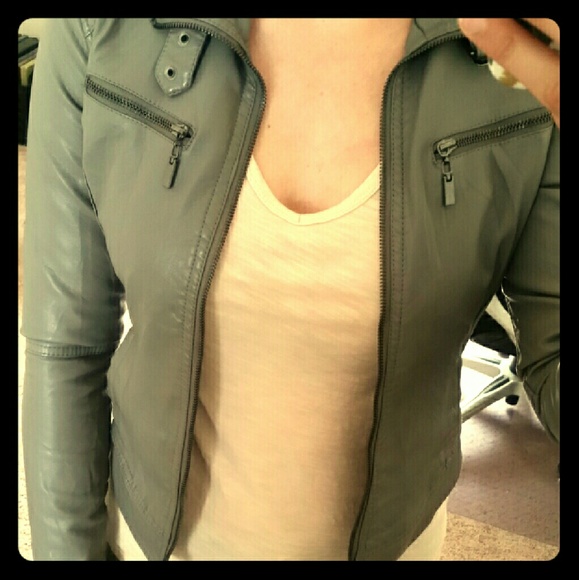 Wet Seal gray vegan leather moto jacket