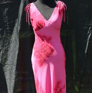 Blind Date Pink w/Red Rose Design Dress EUC SZ SM