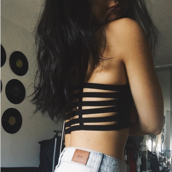 black caged bralette