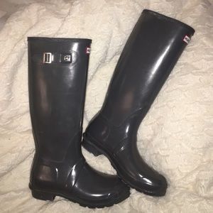 Hunter Original Tall Gloss Boot in Gray