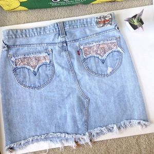 Levi's bohemian vintage 2000s frayed coastal cowgirl denim miniskirt