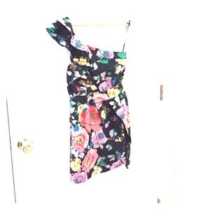 One shoulder floral dress