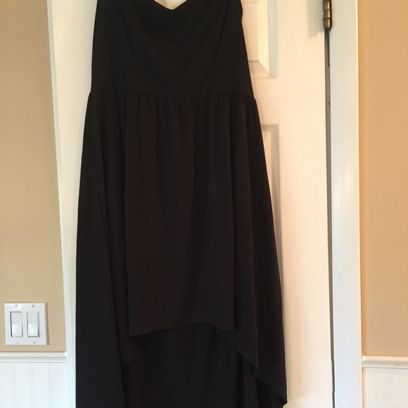 Strapless high low cotton dress
