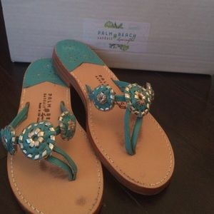 Palm Beach Sandals teal and silver size 7.5