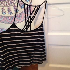 Navy and White Striped Forever 21 Crop Top
