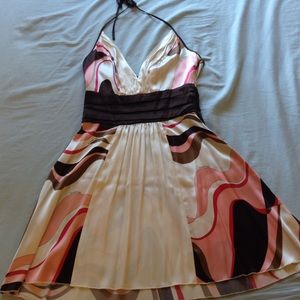 Dress white/pink/brown size small bebe
