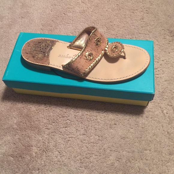 Jack Rogers Shoes - Gold and tan cork Jack Rogers