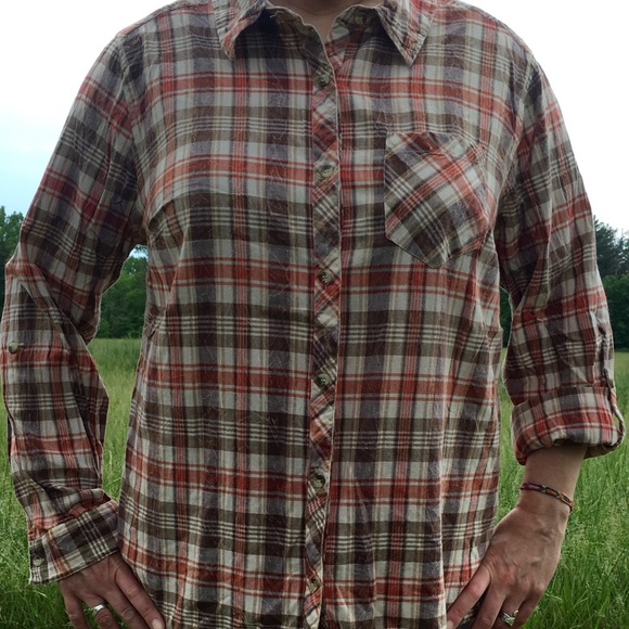 Plaid Convertible Sleeve Lightweight Flannel