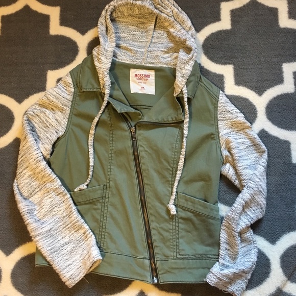 Army green jacket.