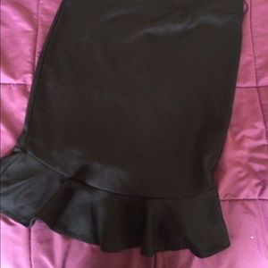 Black ruffle pencil skirt