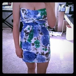 Mystic strapless floral mini dress