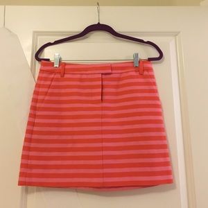 J. Crew pink and red/orange stripe skirt