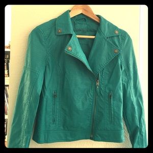 Faux teal leather jacket