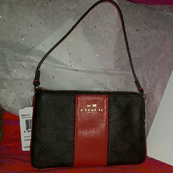 Coach Wristlet Peyton IM Orange/ Khaki Small - Picture 1 of 3