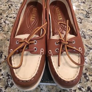 Brown/ Ivory 8.5 Leather Ralph Lauren Deck Shoes