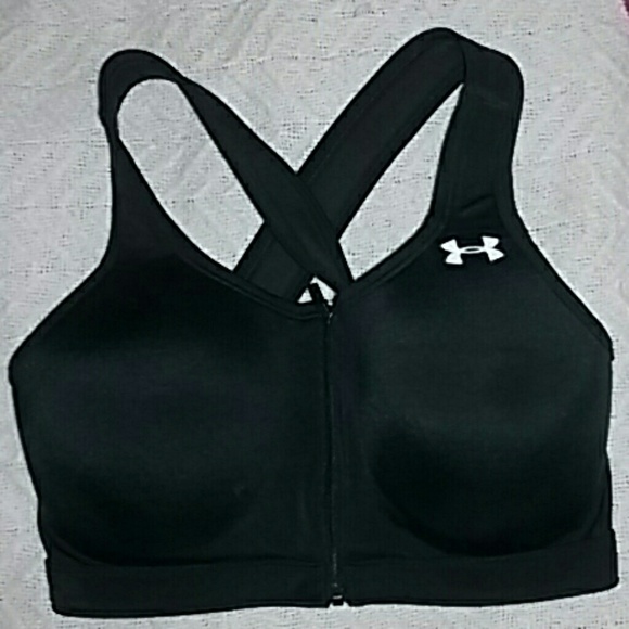 Black Under Armour front zip sports bra
