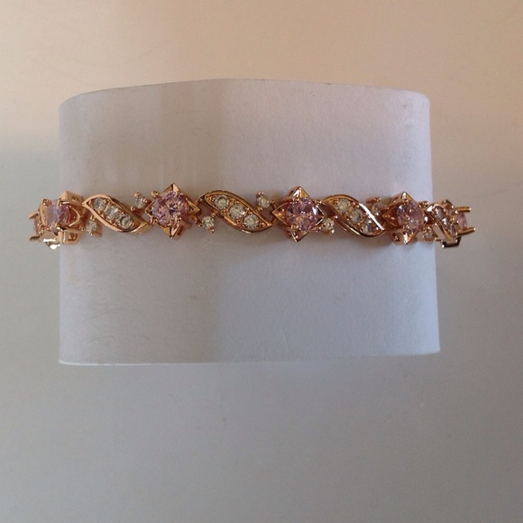 Swarovski Pink Crystal 18KT Gold Filled Bracelet - Picture 2 of 3