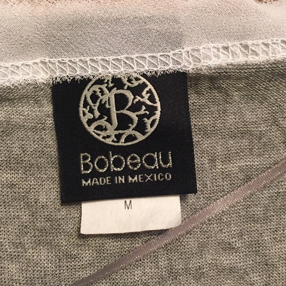 **SOLD Bobeau gray lightweight tee with white trim - Picture 2 of 4