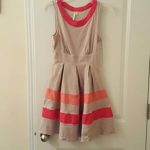 Beige and pink skater dress