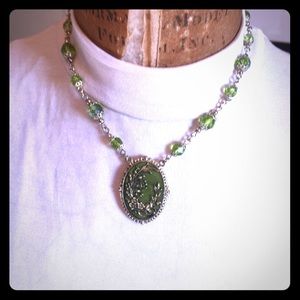 Sparkly Spring Green Necklace