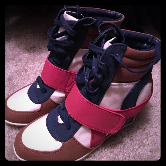 Red & Blue Sneaker Wedges