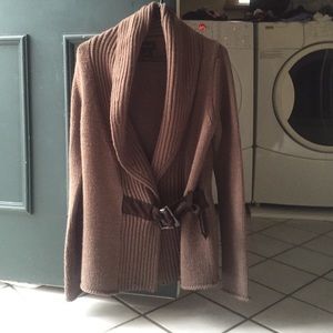 Cardigan sweater-Malted Milk Chocolate Color