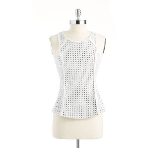 White Eyelet Tank with Peplum sz M