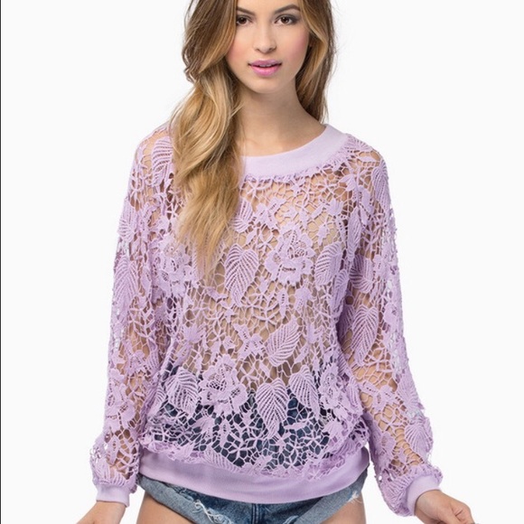 See through crochet pull over