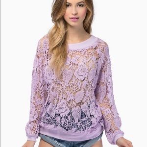 See through crochet pull over