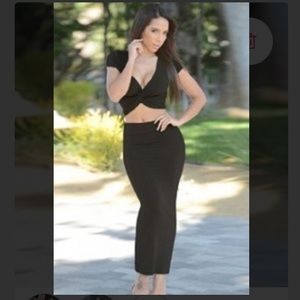 Black Twist Maxi Skirt 2 Piece