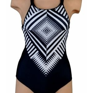 Black n white design one peice monokini