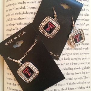 Texas Tech Earrings and Necklace