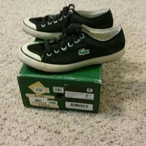 Black lacoste tennis shoes