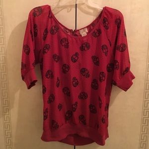 Red shirt with skulls
