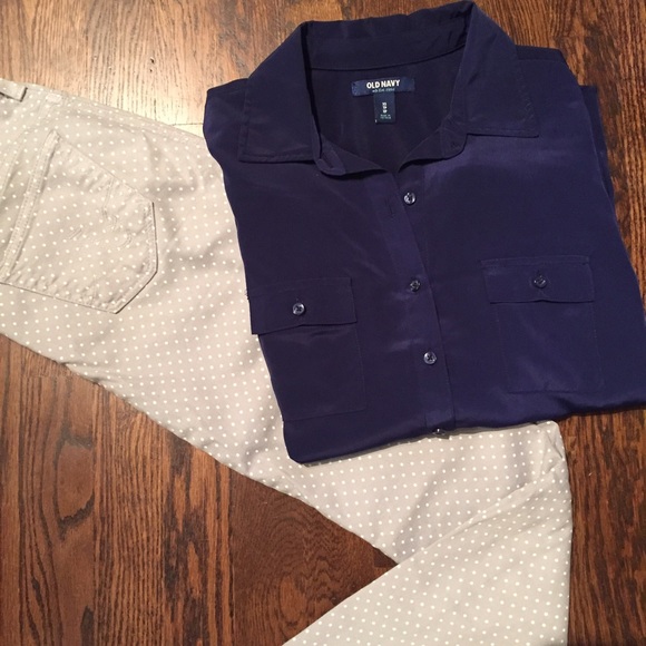 Navy button up