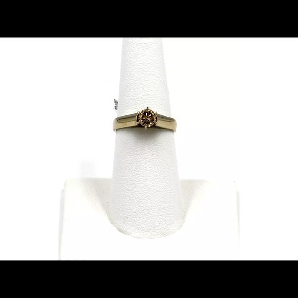 0.55 Ct. Round Cut Brown Diamond Solitaire Ring