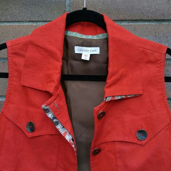 Coldwater Creek red sz sm linen vest nwot - Picture 2 of 3